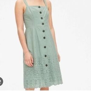 GAP Sage Green 100% Cotton Eyelet Sundress‎ Women's Size 4 Summer Casual Cute